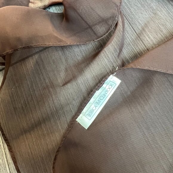 Vtg 90s Scott McClintock Empire Waist Brown Rose Autumnal Gown Brown Scarf Sz S - Picture 8 of 8